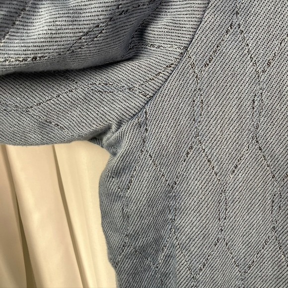 JACHS Girlfriend NEW YORK Quilted Denim Jacket Blue Size XL Snap Front Casual - Picture 5 of 14